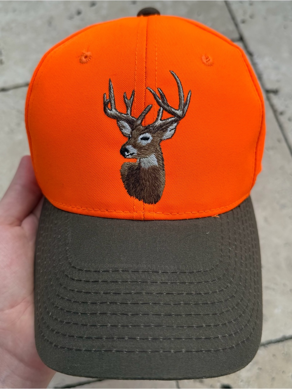 Orange Embroidered Deer Hunting Cap Hat